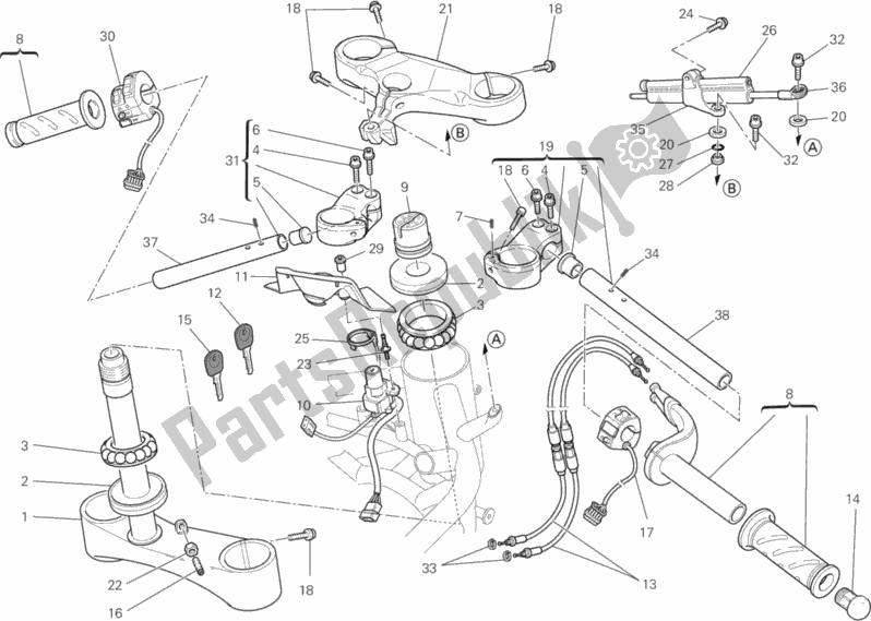 All parts for the Handlebar of the Ducati Superbike 1098 S 2008